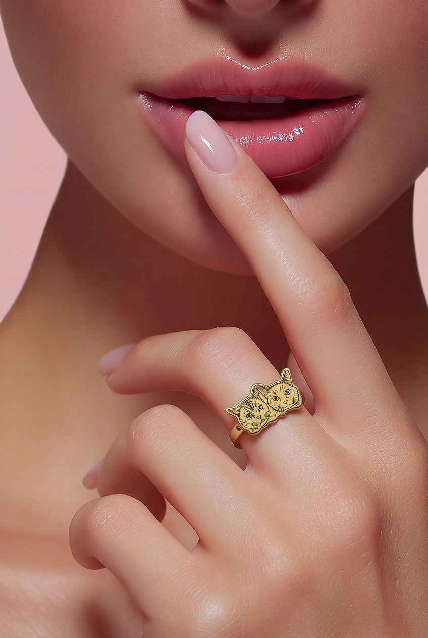 Portrait Keepsake Band worn on the finger