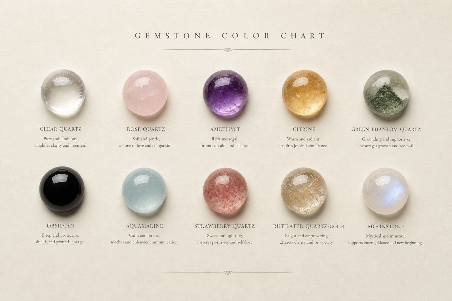 Gemstone accent color chart showing all ten stone options